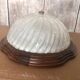 Old Bubble Glass Ceiling Light + Vintage Wood Contour #A705