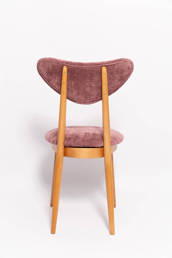 Chaise cœur en velours prune violet et bois clair, Europe, années 1960
