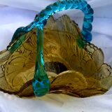Antique amber glass bon bon glass basket