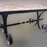 Vallauris wrought iron and ceramic coffee table