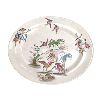 Porcelain dish decoration heron and bamboo