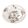 Plat porcelaine décor héron et bambou