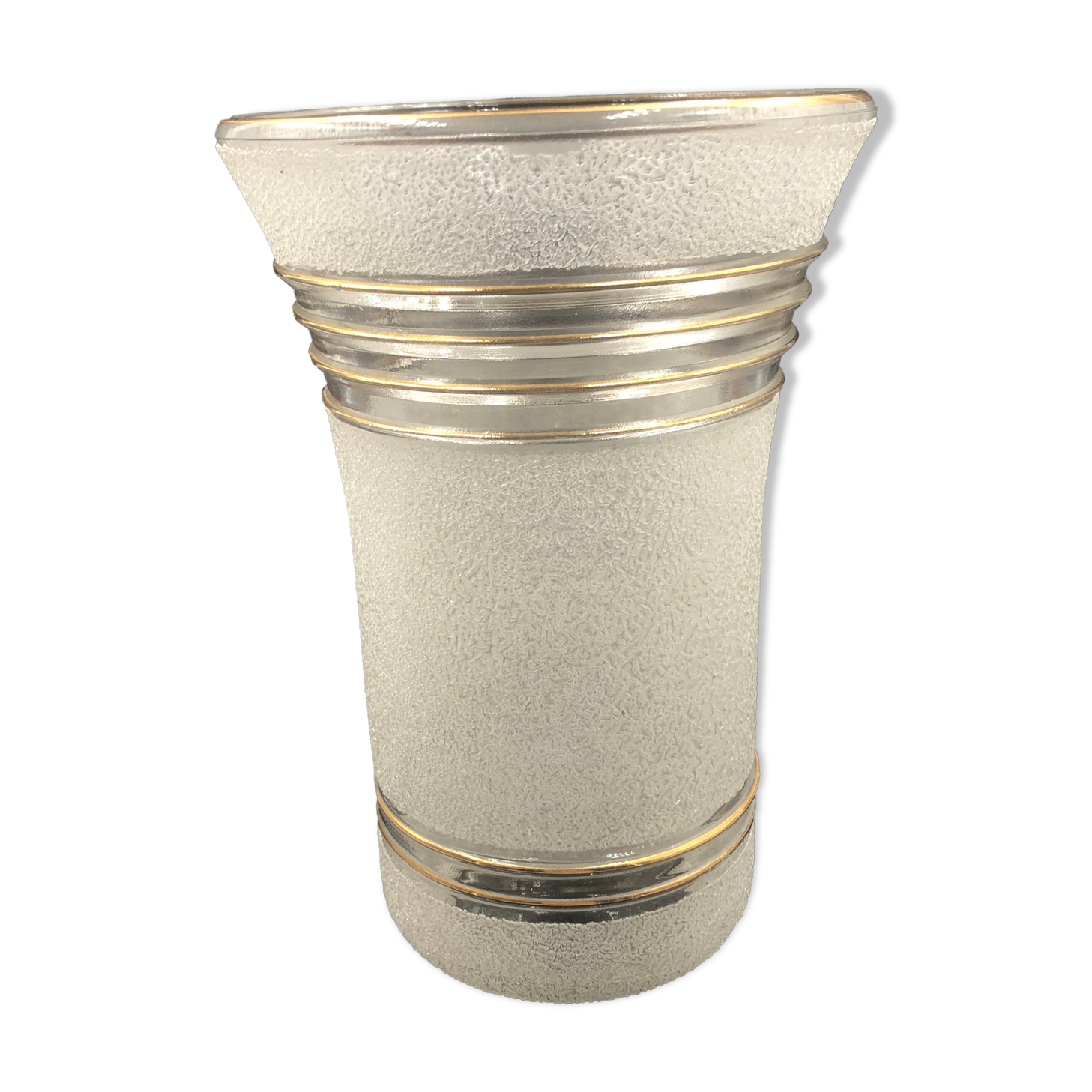 Vintage vase 1960 white and gold granite glass