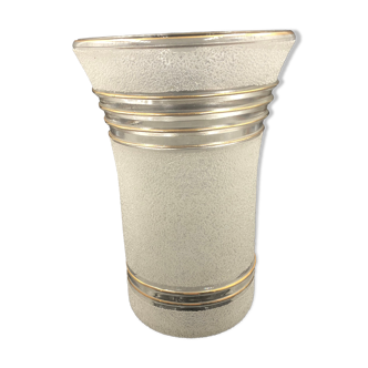 Vintage vase 1960 white and gold granite glass