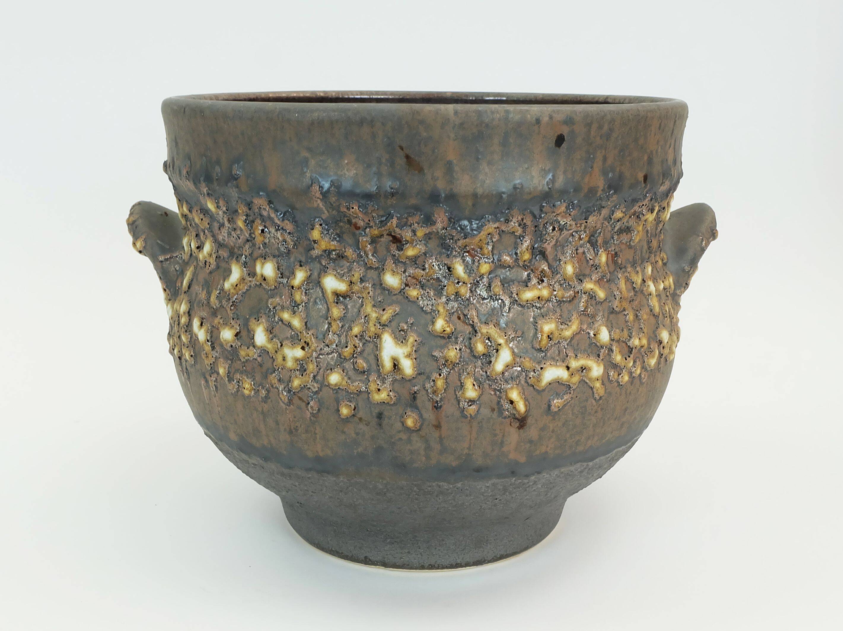 rare large jopeko PLANT STAND plant pot with base fat lava ceramic 1970s