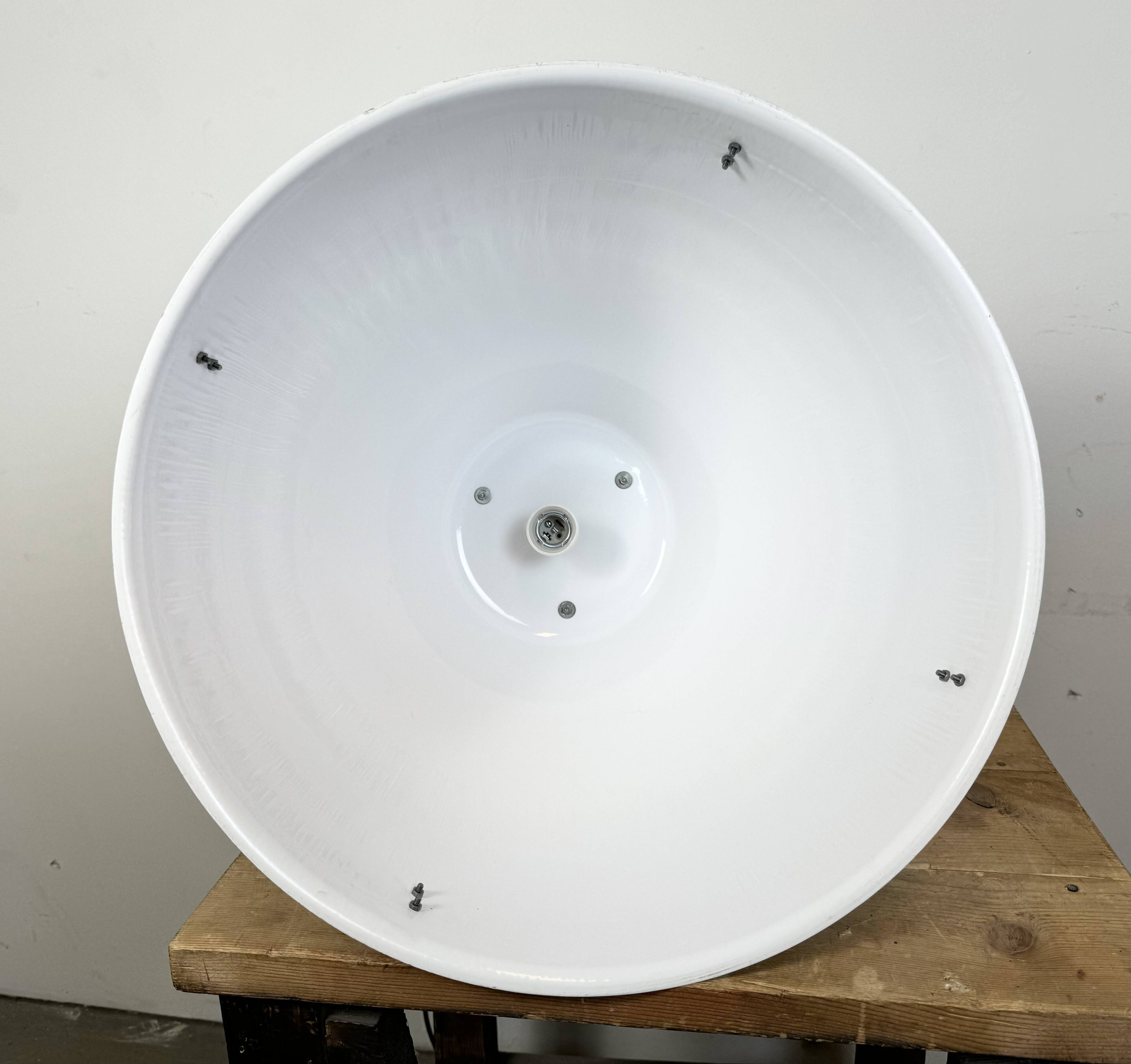 Large White Enamel Industrial Factory Lamp from Elektrosvit, 1990s