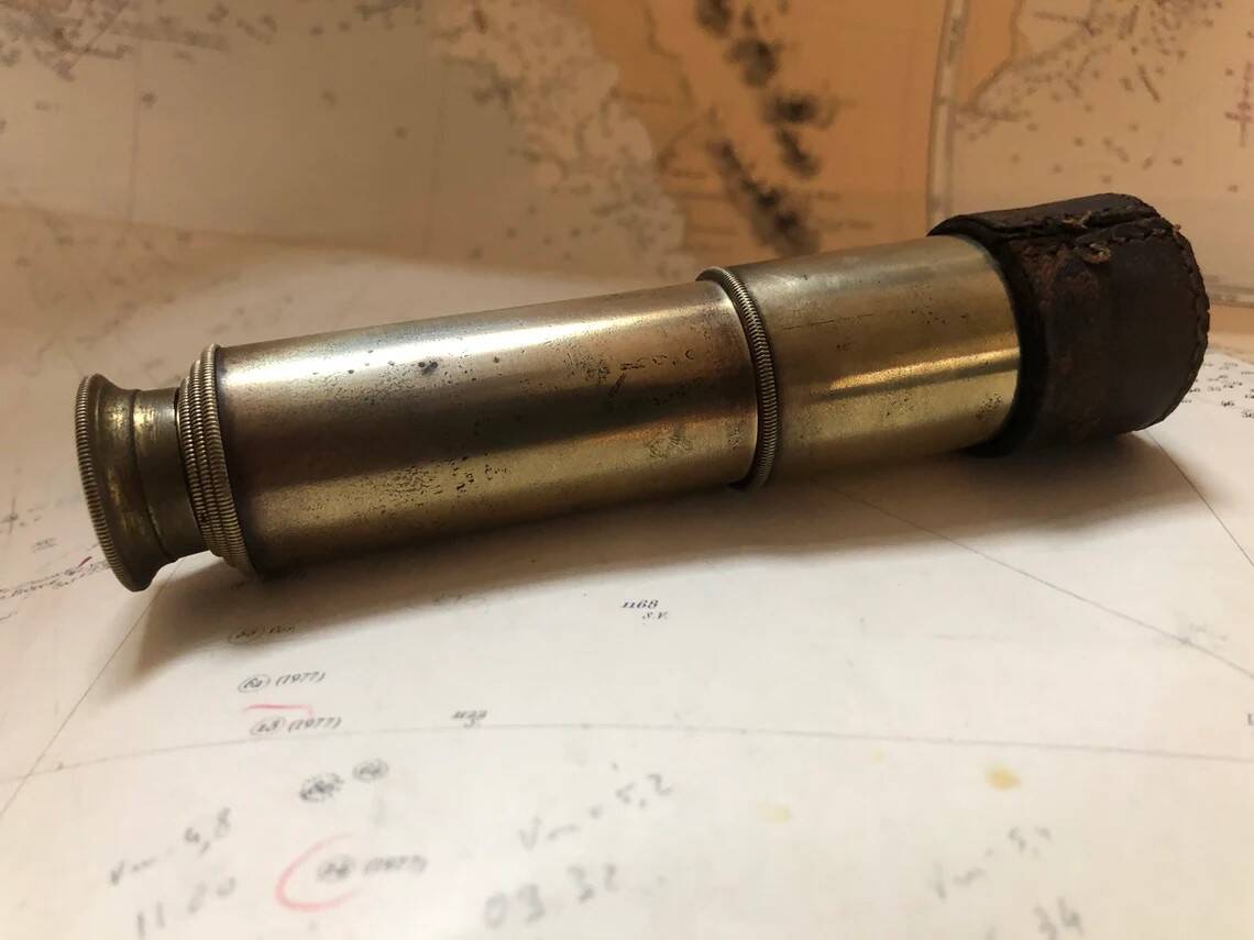 Old brass telescope from the 19th century