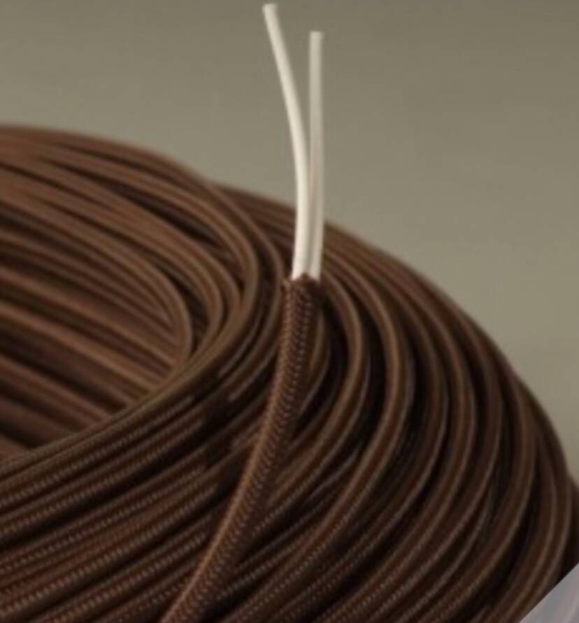 Wooden lamp, recent fabric cable 200 cm, pagoda lampshade