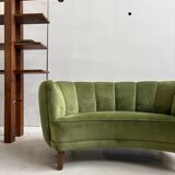 Banana sofa in pistachio green velvet, 1950