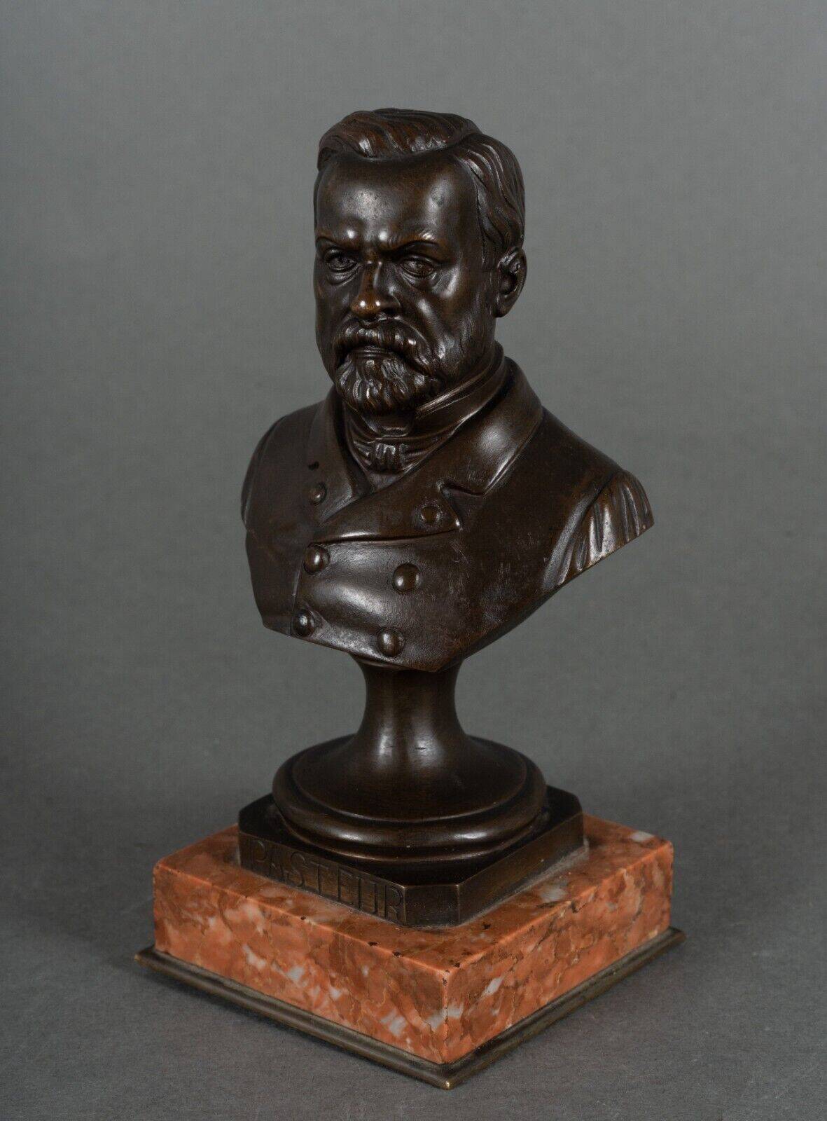 Bronze bust of Pasteur 19th century with chocolate patina on marble base