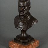 Bronze bust of Pasteur 19th century with chocolate patina on marble base