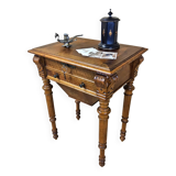 Antique walnut sewing table (19th century) Biedermeier side table