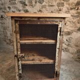 Rare French industrial military cabinet – Air Ministry, 1956 – Metal storage with oak top and wooden shelves