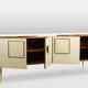 Cream opaline glass and gilded bronze enfilade. Contemporary.