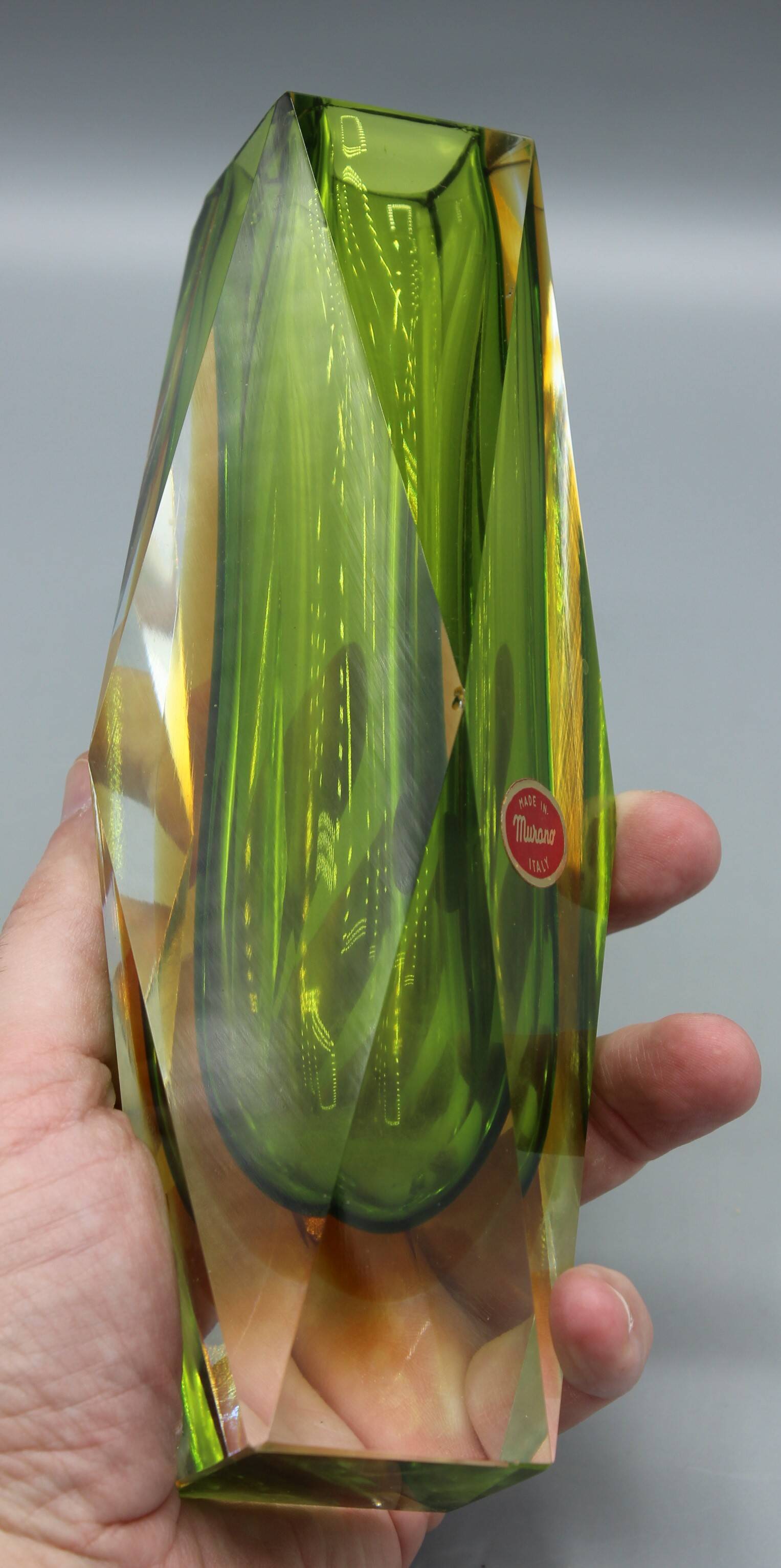 Vintage sommerso vase murano glass flavio polished seguso italy 1970