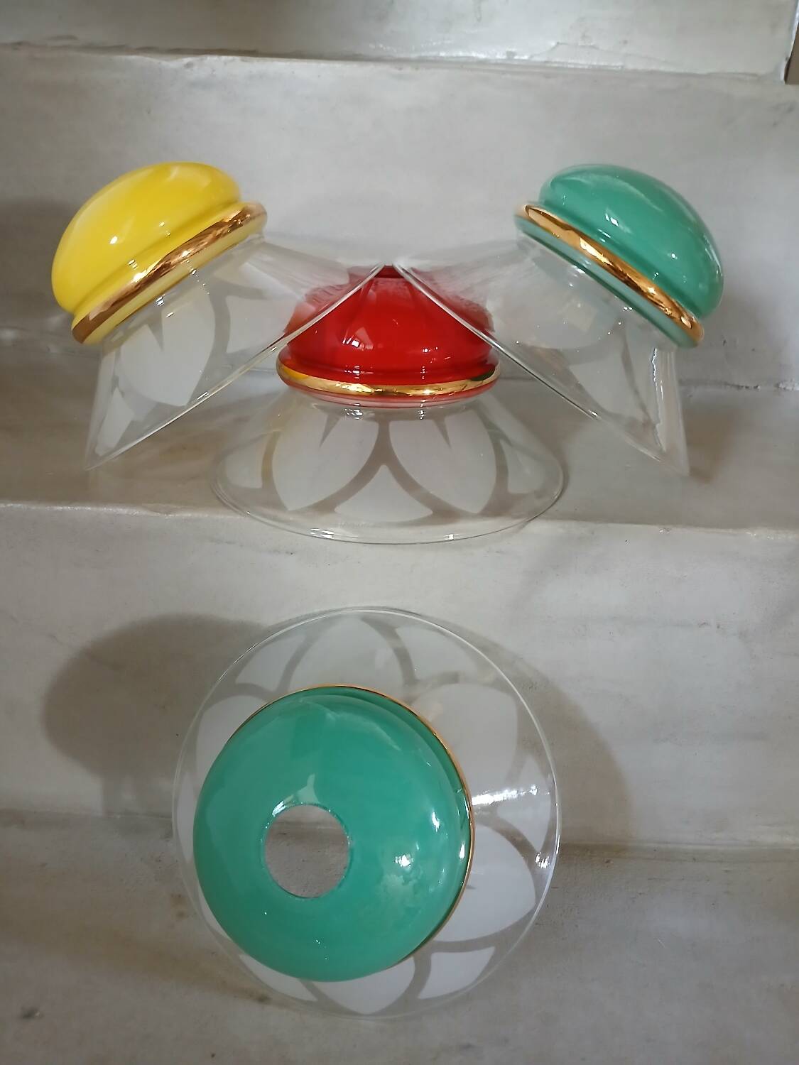 4 Art Deco glass pendant lights