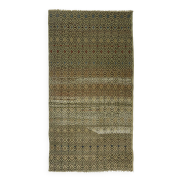 Tapis oriental vintage noué main – 261x140 cm – Tapisserie Anatolienne 1950