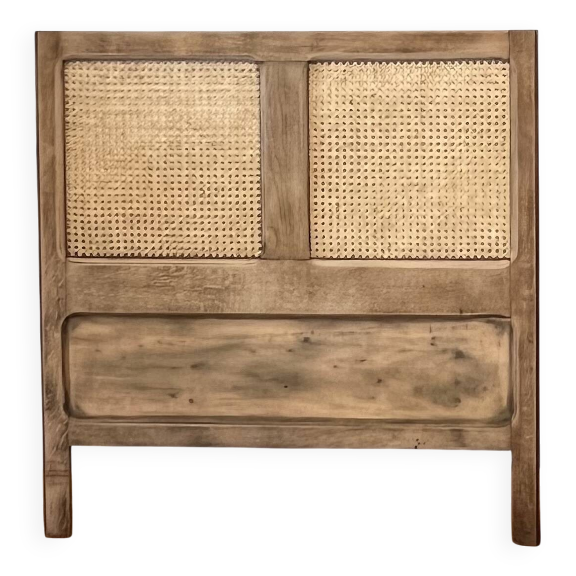 Vintage headboard in solid raw oak and cane - single bed
