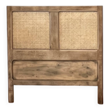 Vintage headboard in solid raw oak and cane - single bed