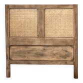 Vintage headboard in solid raw oak and cane - single bed