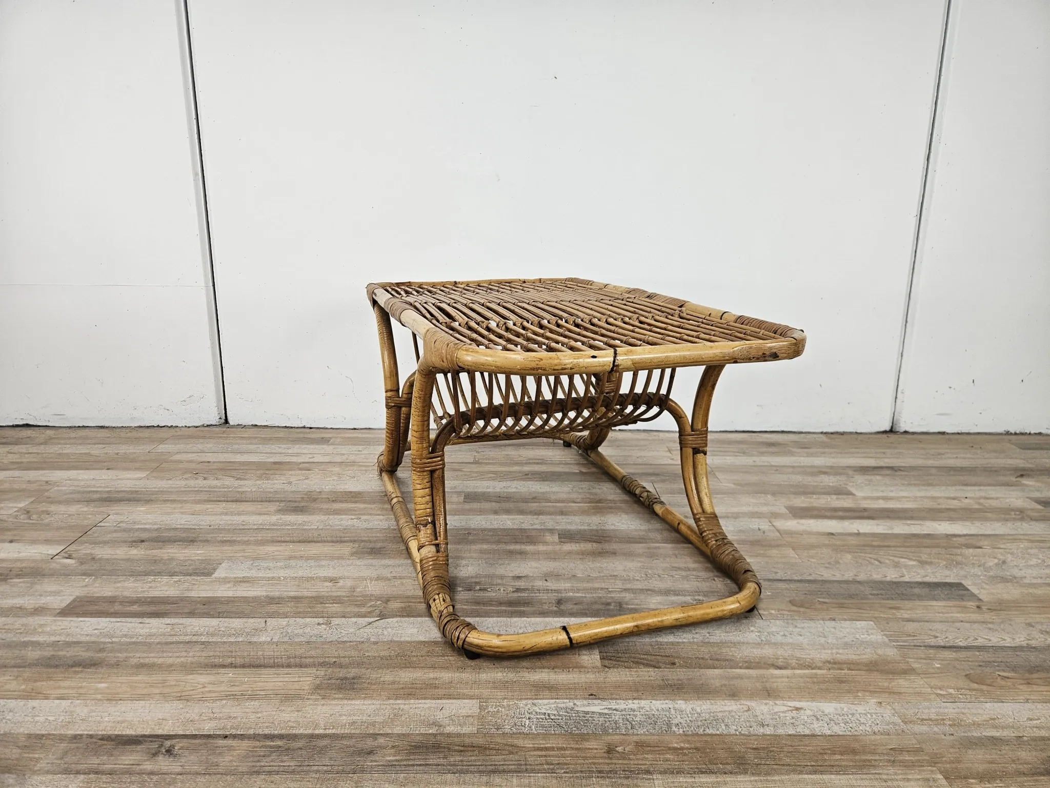 Vintage wicker side table, 1970