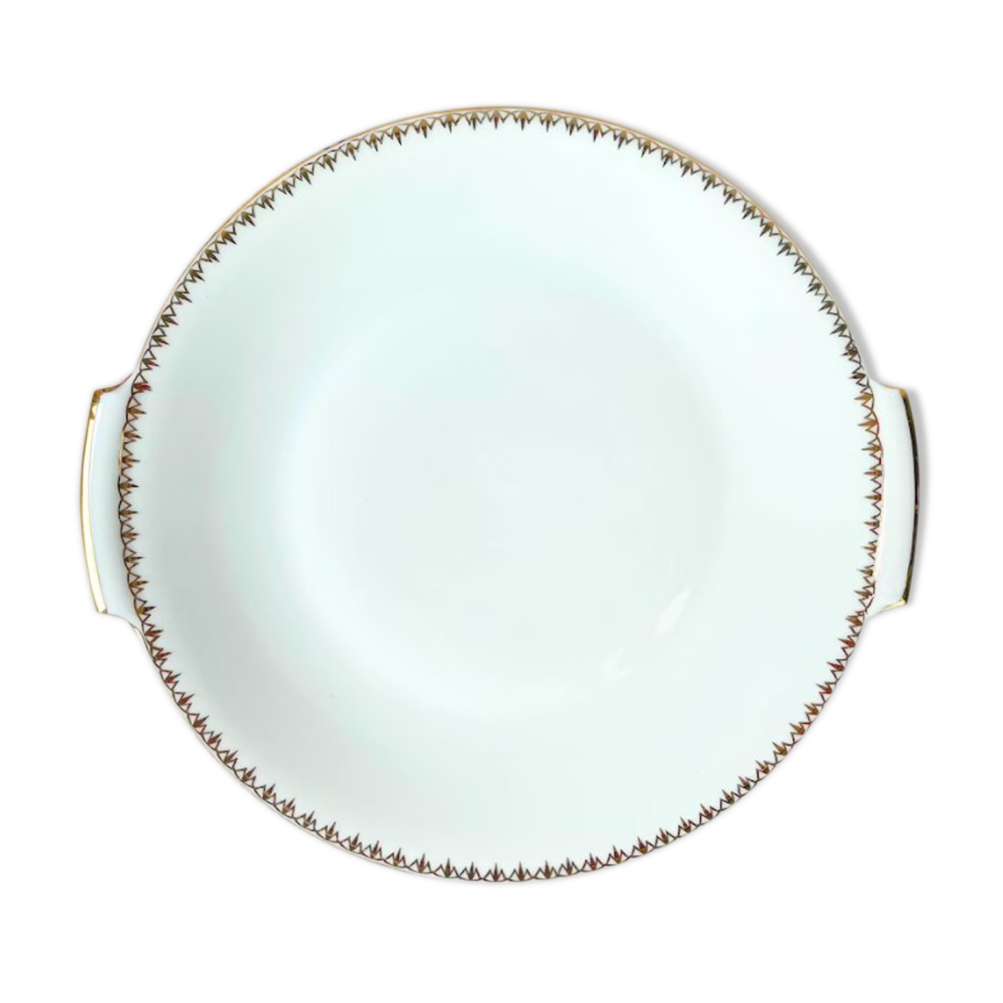 Golden white porcelain pie dish from Sologne Lamotte 6