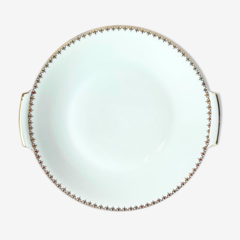 Golden white porcelain pie dish from Sologne Lamotte 6