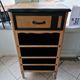 Raw oak and matte black storage cabinet on stencil top and transfer