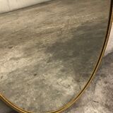 Gold brass oval mirror with vintage beaded décor 37x59cm