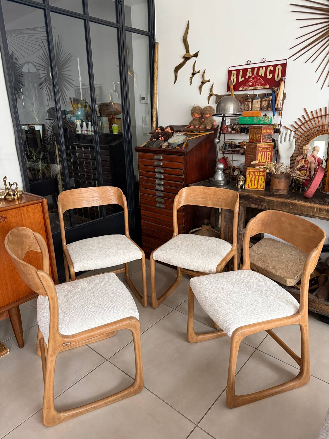 Ensemble de 4 chaises Baumann traîneau