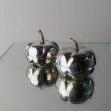 Silver-plated vintage Christian Dior Pumpkin set: two lidded metal bowls with removable integrated lighter, 1970s