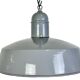 Lampe suspendue en émail gris industriel, années 1960