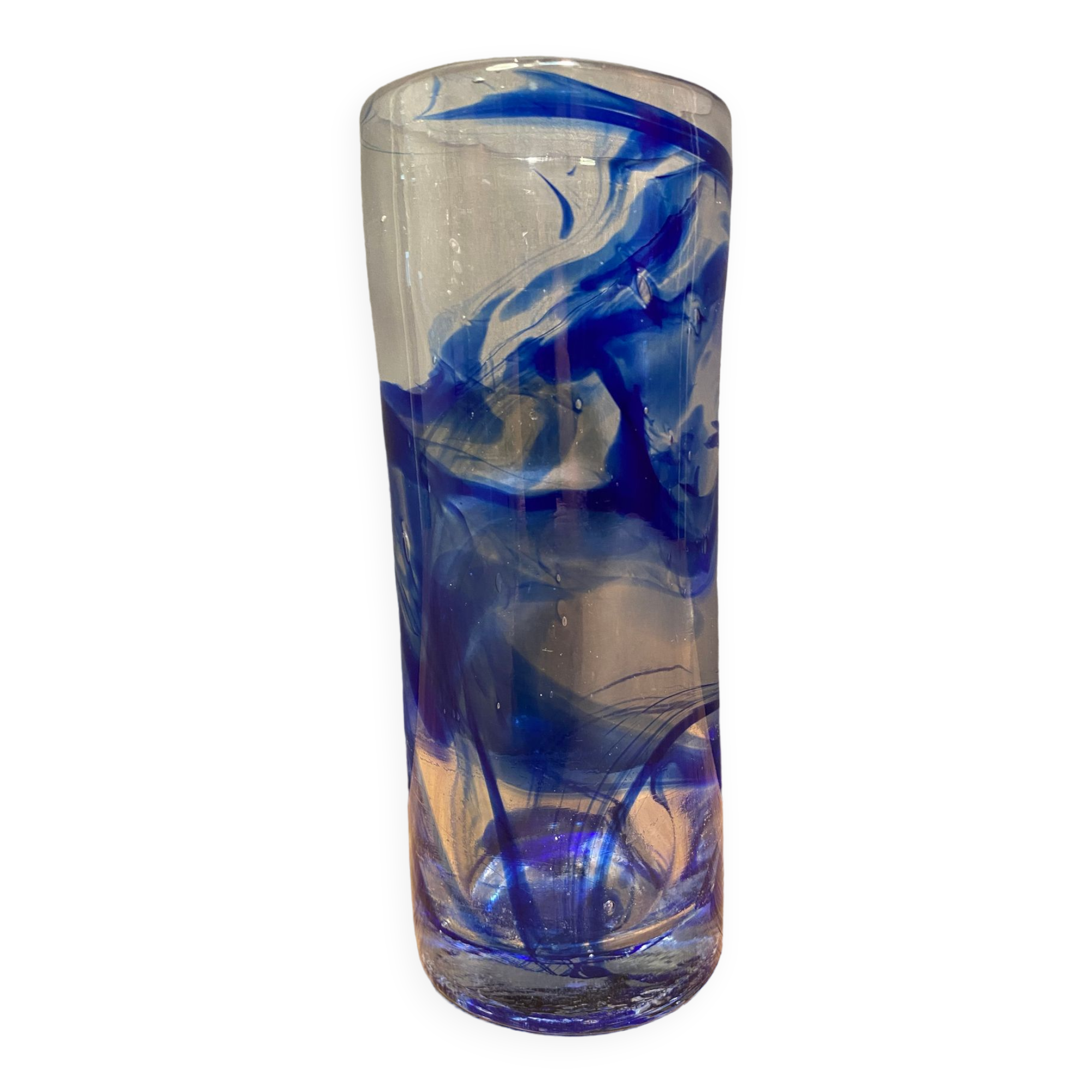 Tubular vase in stylized glass, arts and crafts