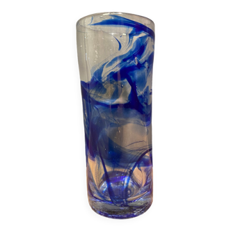 Vase tubulaire en verre stylisé, artisanat d'art