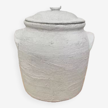 White stoneware jar with top