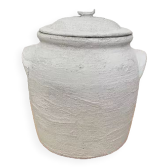 White stoneware jar with top