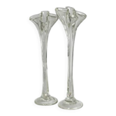 Deux soliflores anciens en verre soufflé transparent