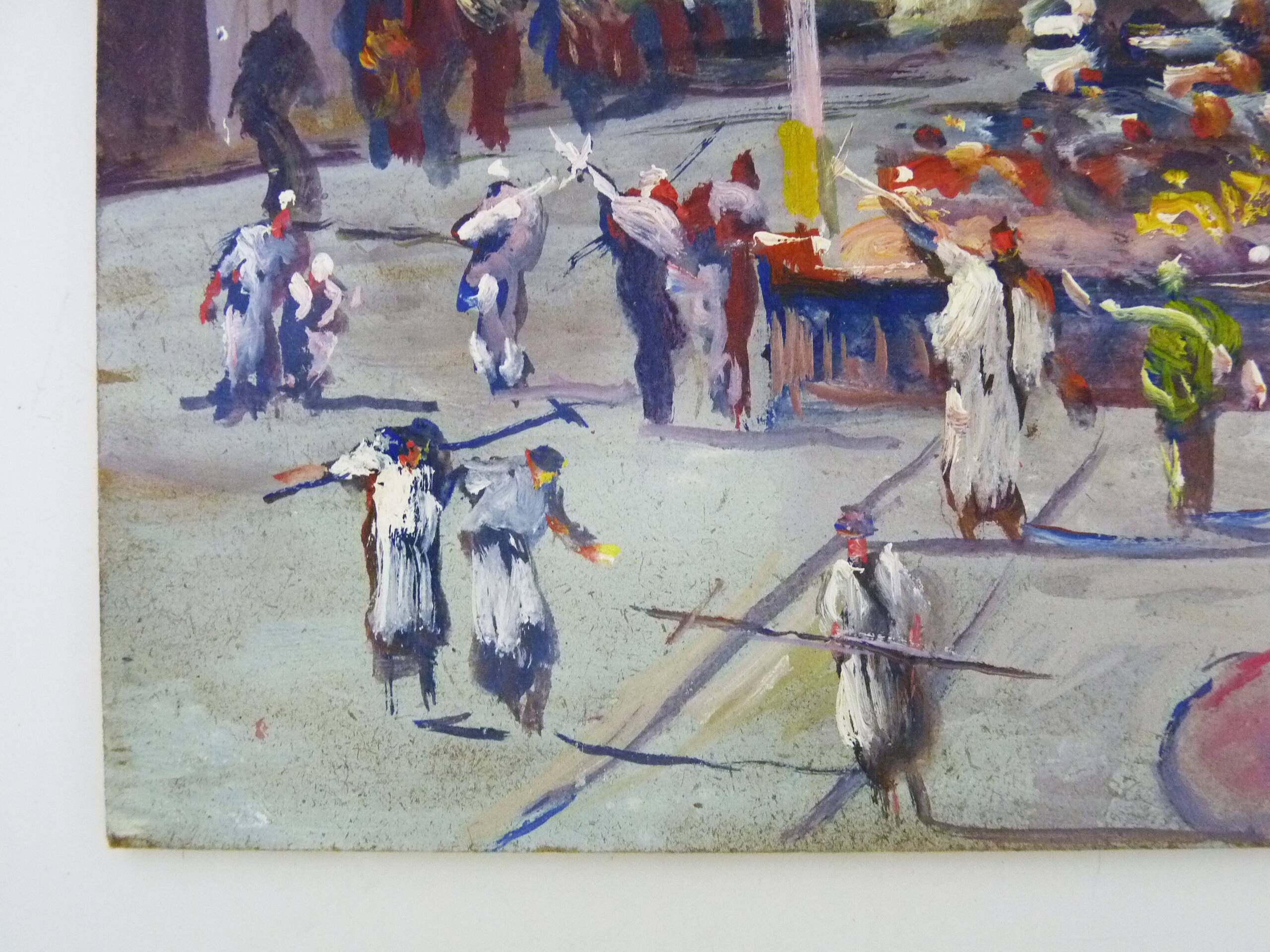 Oil on wood by Riccardo Capone Interior Church 50s 60s