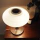 Danish desk lamp 1960s with decorative ribbed shade, brown metal