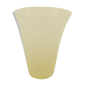 Vase jaune en verre soufflé bullé