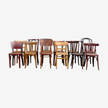 Lot of 12 bistro chairs: Baumann, Thonet, Mahieu, Kohn