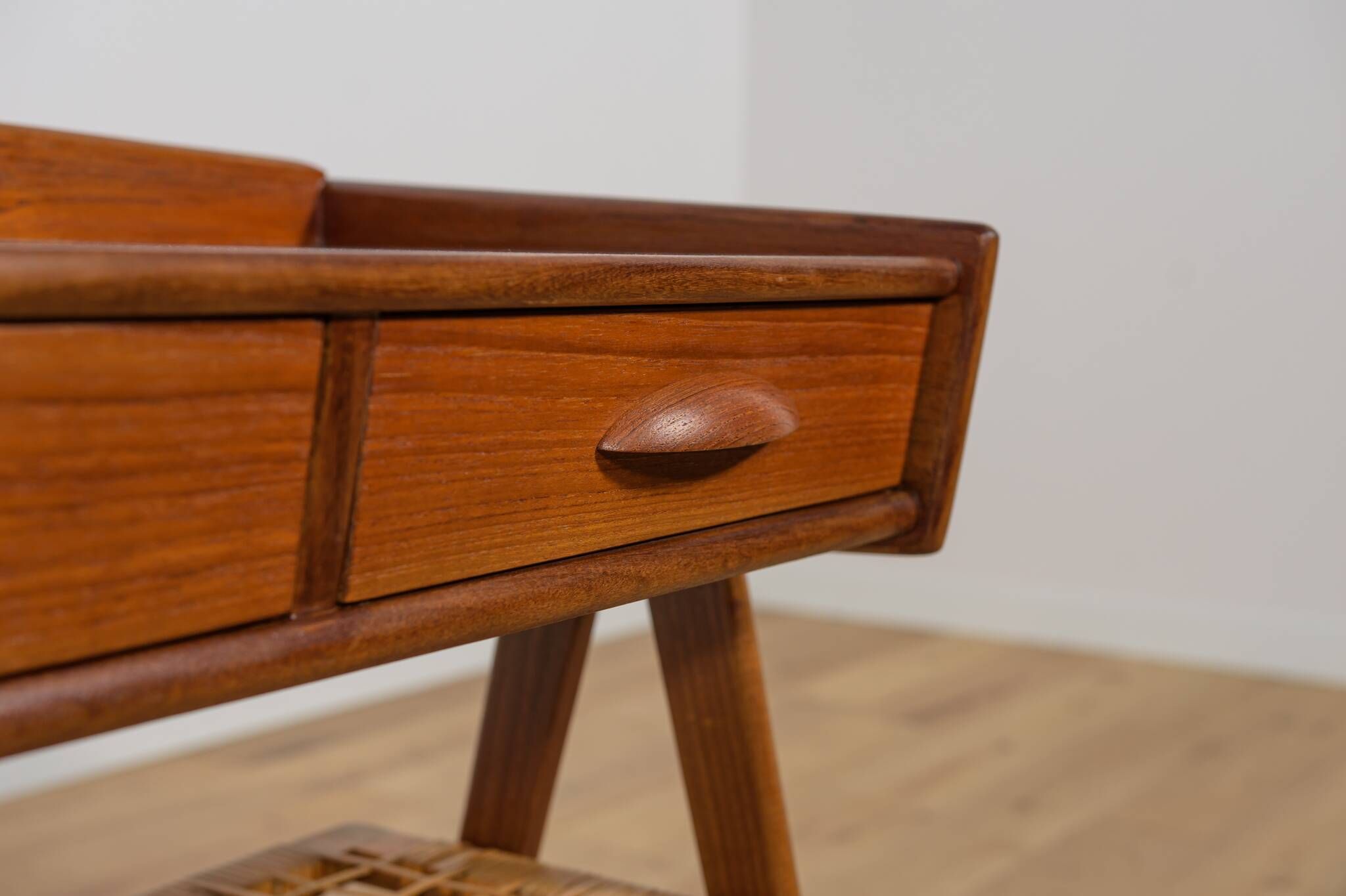 Mid Century Teak and Rattan Console Table by Søren Rasmussen, United Knigdo