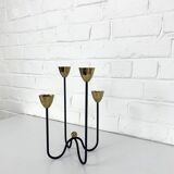 Brass and metal candlestick by Gunnar Ander for Ystad Metall, Sweden, 1950s