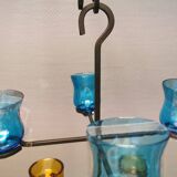 Hanging candlestick in cast iron and glass, Danish from the 1970s.