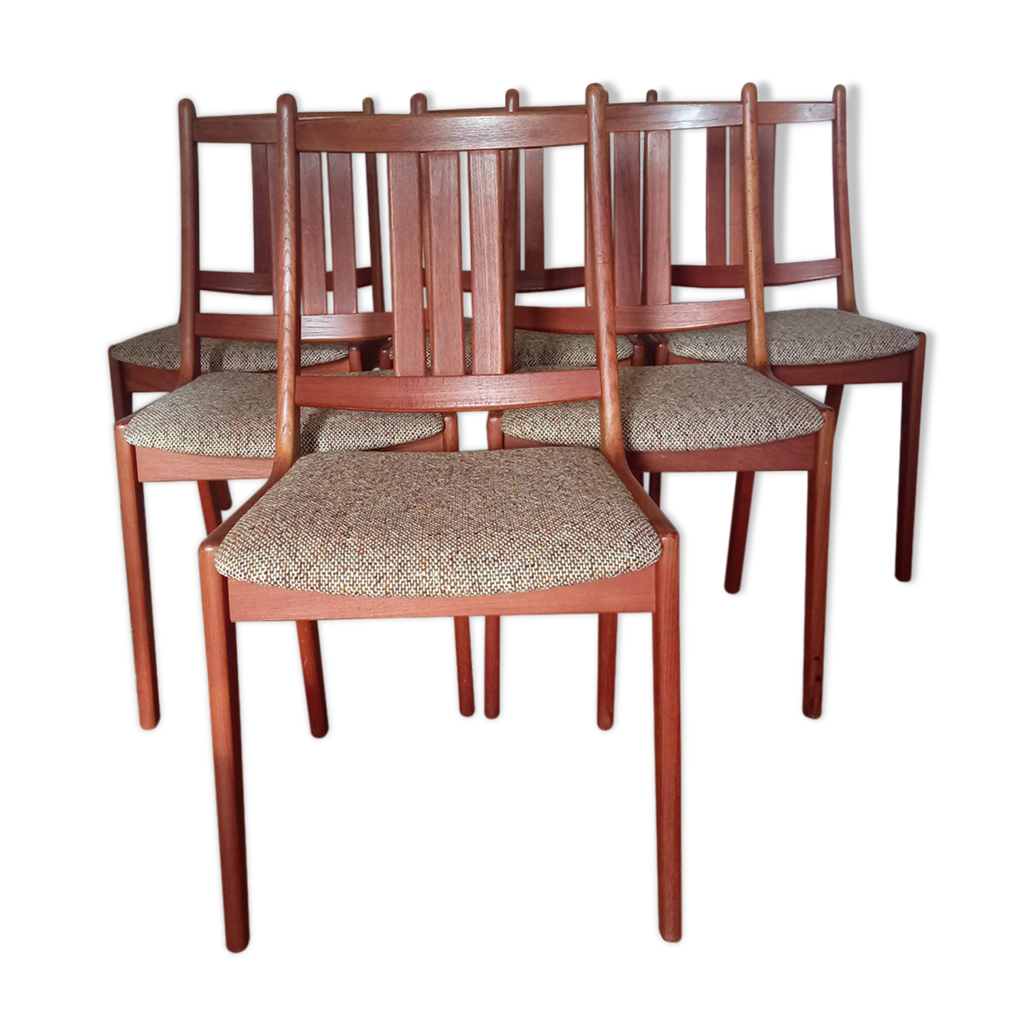 6 KS möbler chairs in teak and wool Kvadrat 60s