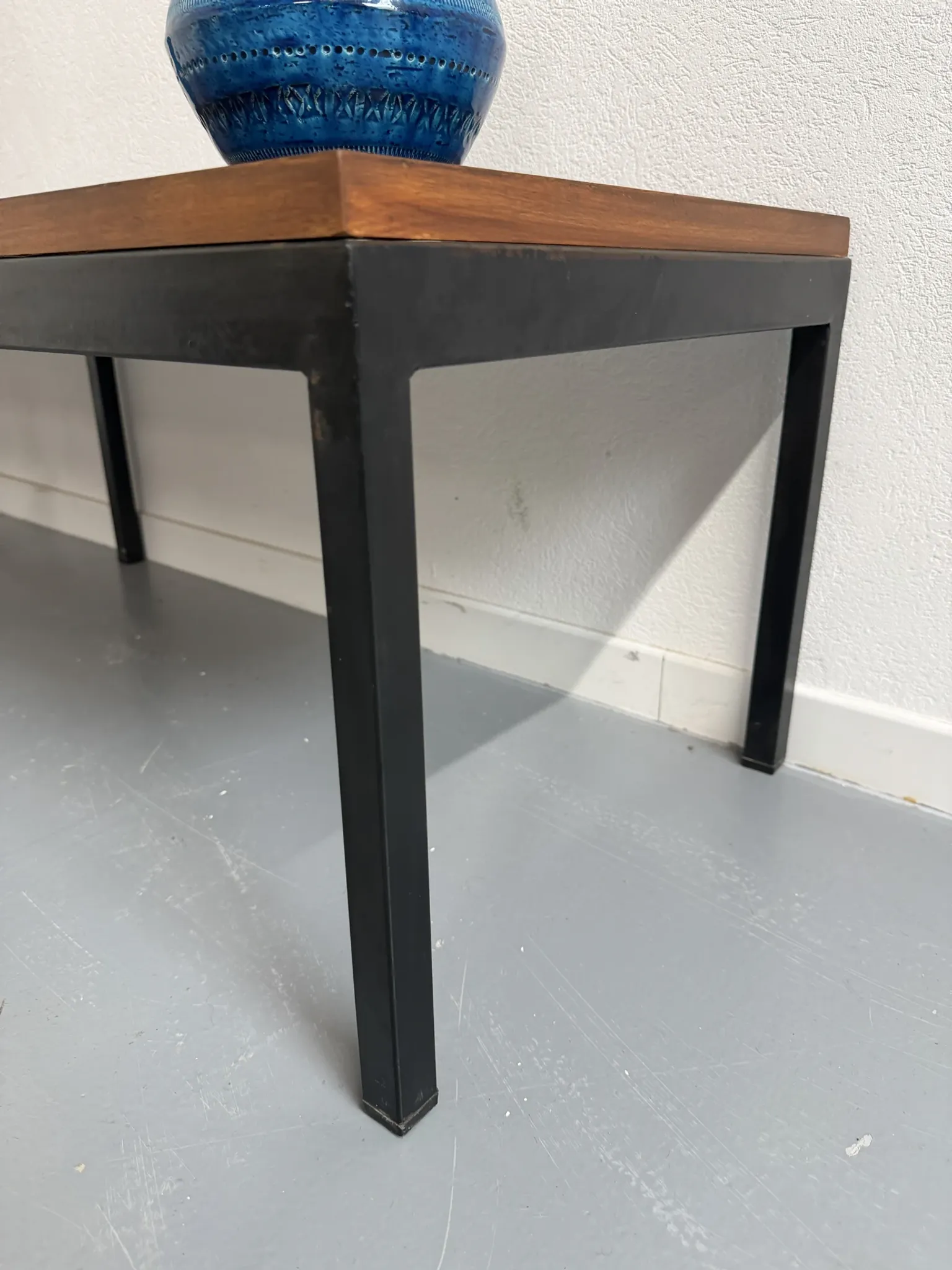 Large coffee table / modernist side table in wood and metal an60