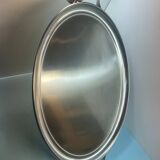 plateau de forme oblong en inox et bois de l'orfèvre Jean Couzon