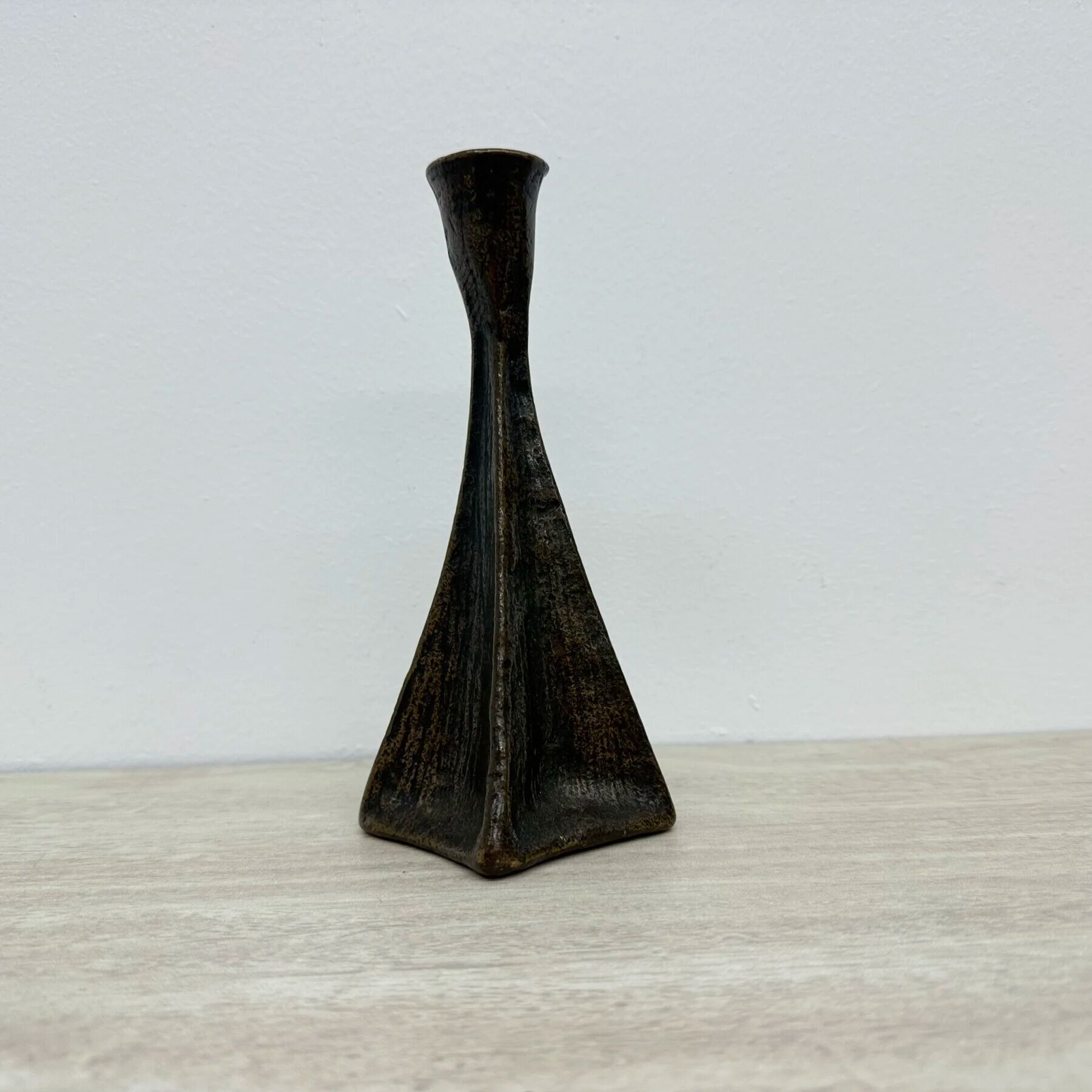 Brutalist bronze candle stick, 1970s