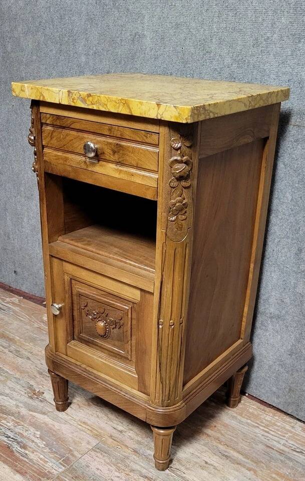Louis XVI style walnut nightstand or bedside table circa 1900