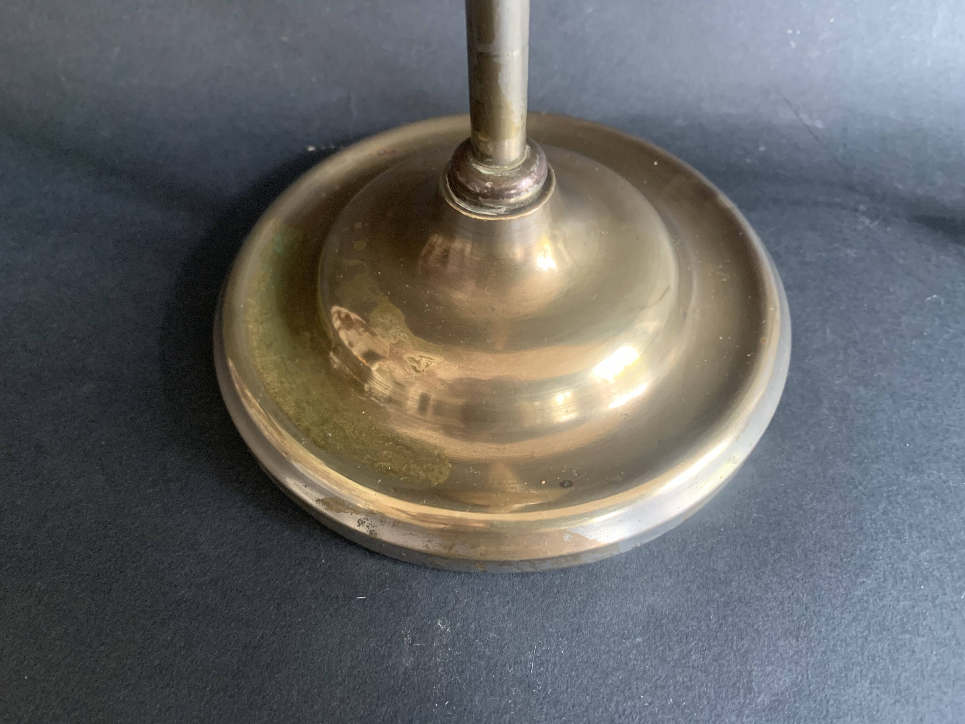 Gooseneck lamp "rise and fall" in brass and glass tulip, 1900